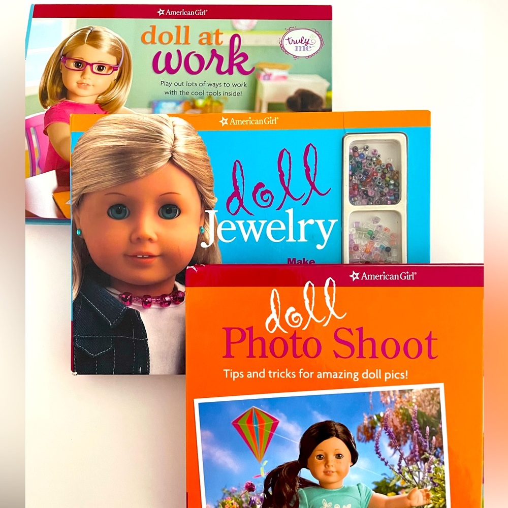 (3 kits) American Girl Doll Jewelry Craft Kit, Doll at Work Kit, Photoshoot Kit